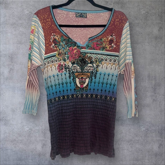 Vanilla Sugar Floral Multicolor Tunic Top - Picture 1 of 5